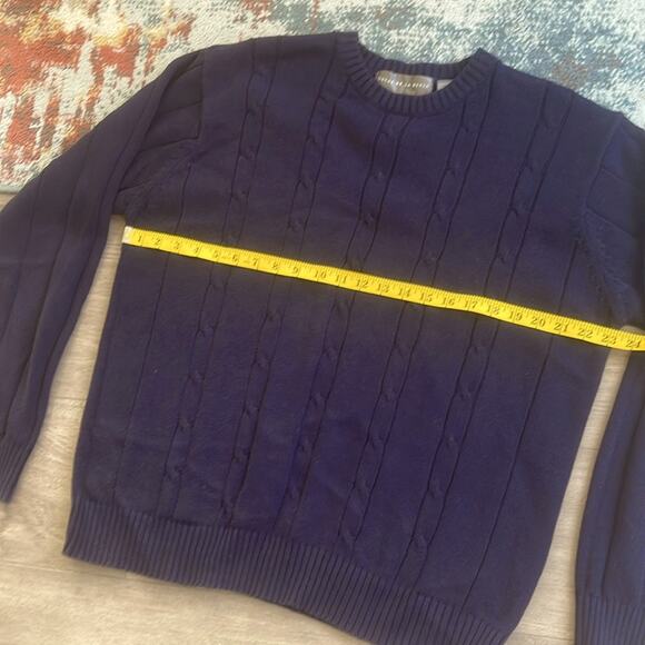 Oscar de la renta size XL 100% cotton navy blue men's sweater - Picture 7 of 10